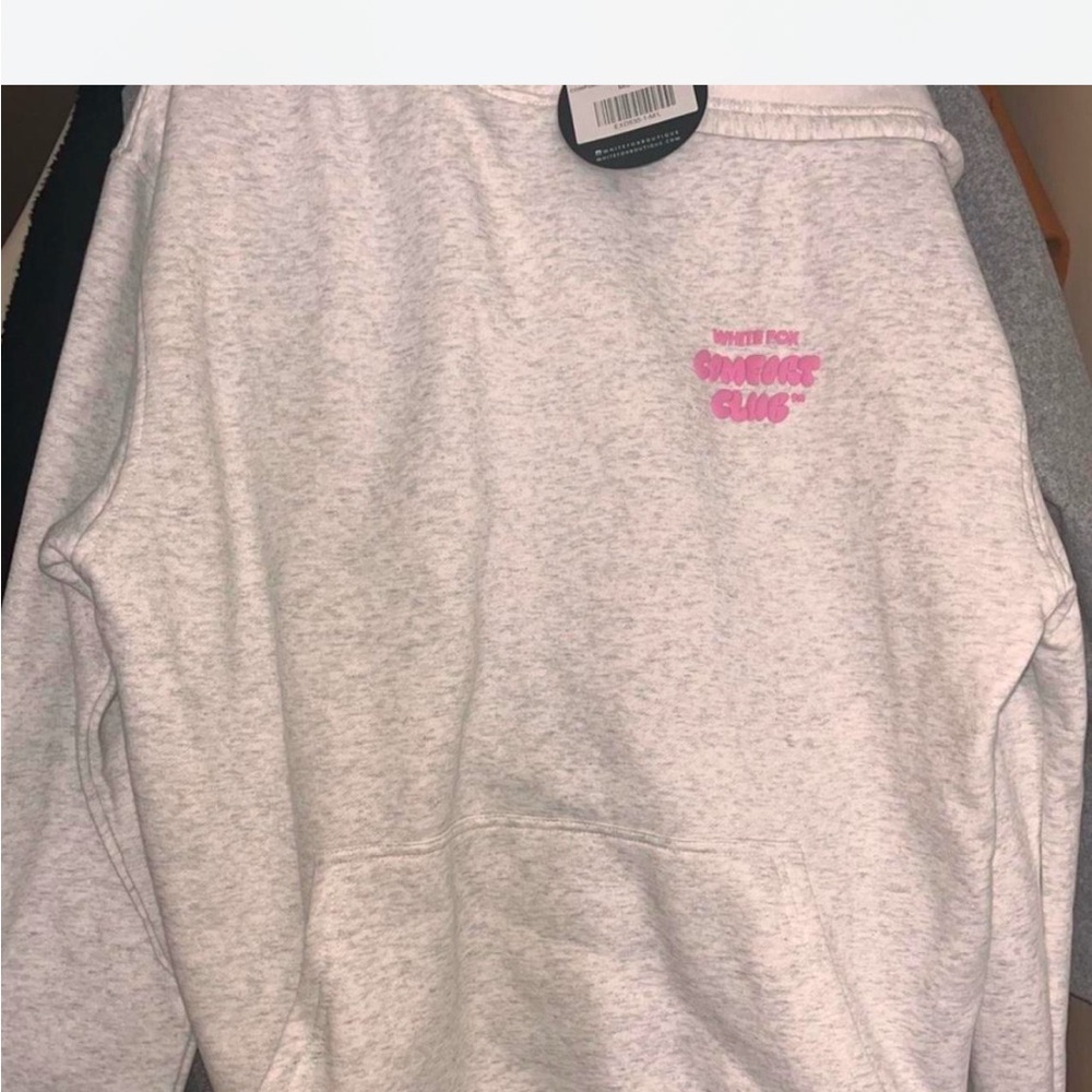 White Fox Boutique Gray Hoodie with Pink Logo